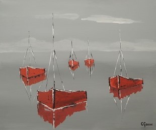Claude Gonon - Marine bateaux rouges