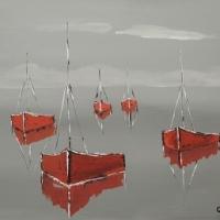 Claude Gonon - Marine bateaux rouges